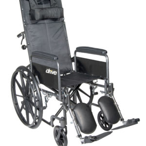 Silver Sport Reclining Wheelchair with Elevating Leg Rests, Detachable Full Arms, 16" Seat