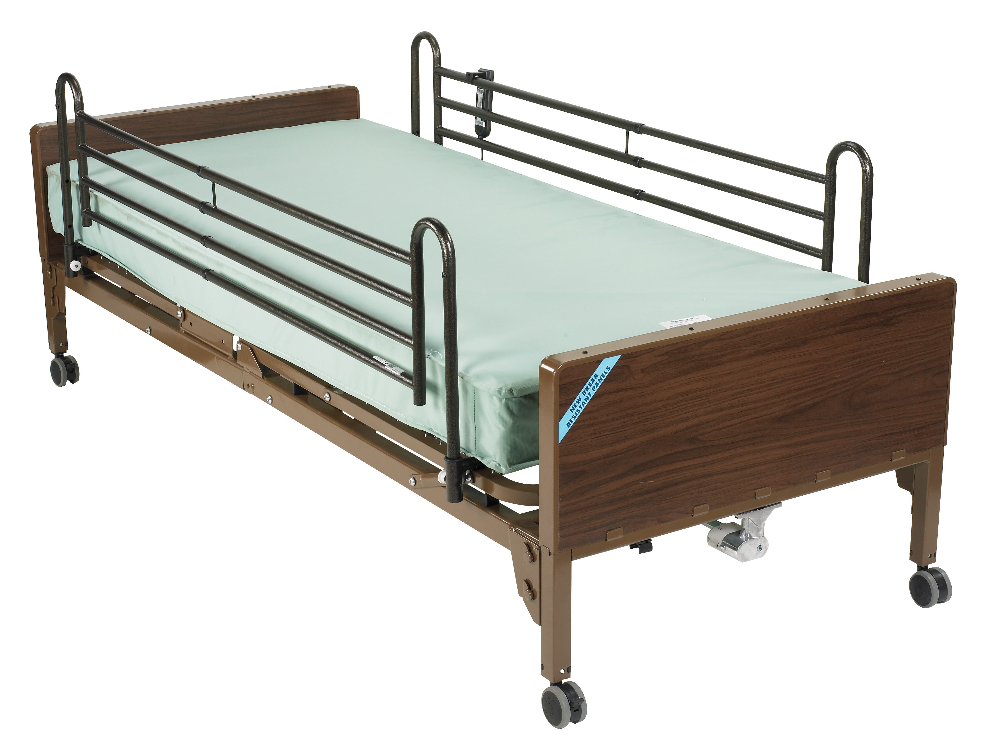 Delta Ultra Light Semi Electric Hospital Bed with Full Rails and Therapeutic Support Mattress